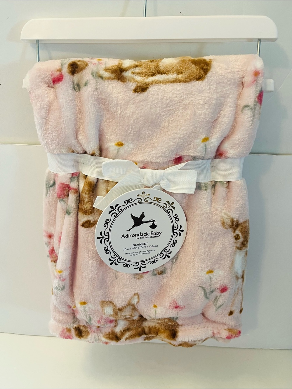 Adirondack Baby by Berkshire Pink Baby Blanket Fawn Deer Mushrooms Flowers